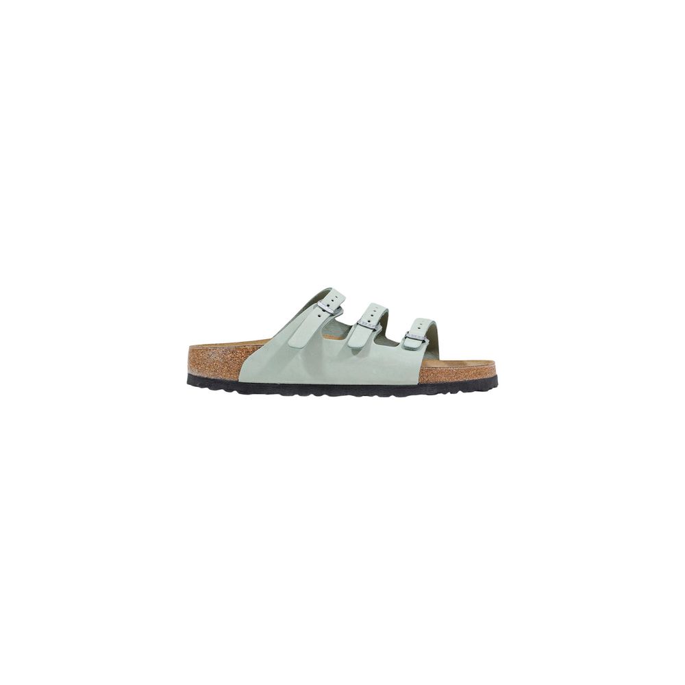 Green Leather Flat Sandals