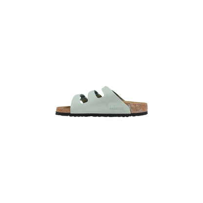 Green Leather Flat Sandals