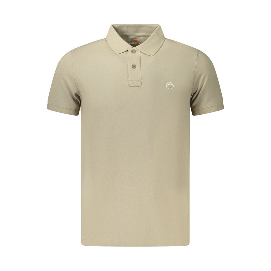 Beige Cotton Men Polo Shirt