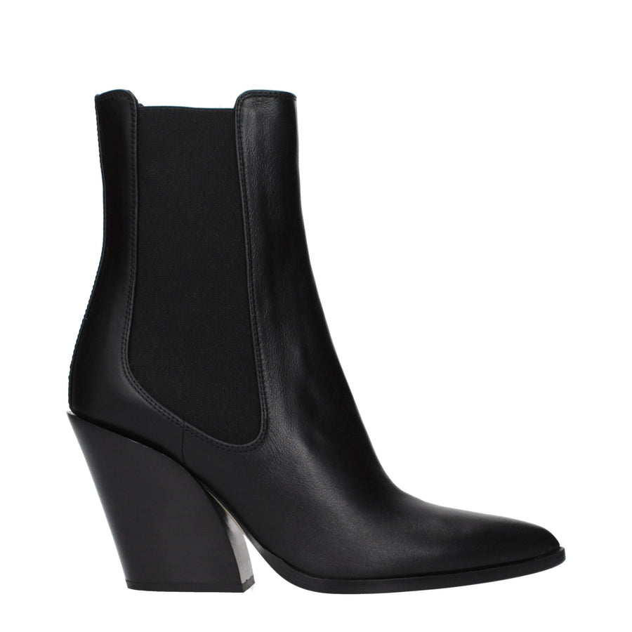 Black Leather Ankle Boots