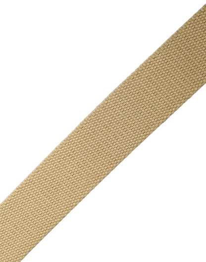 Men Beige Canvas Silver Metal Buckle Cintura Belt