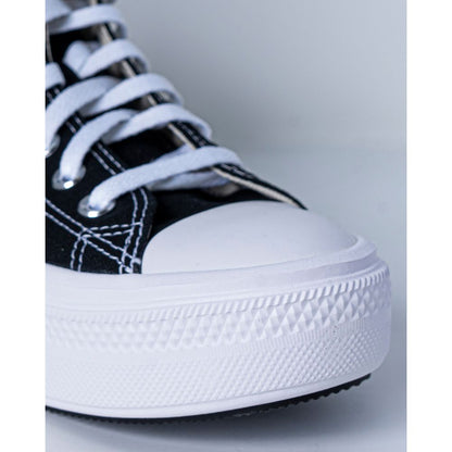 Black Cotton Platform Sneakers