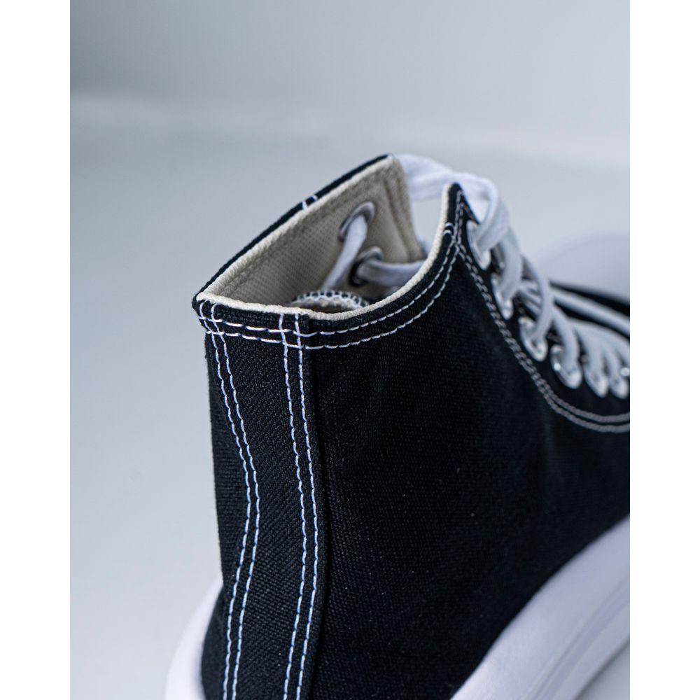 Black Cotton Platform Sneakers