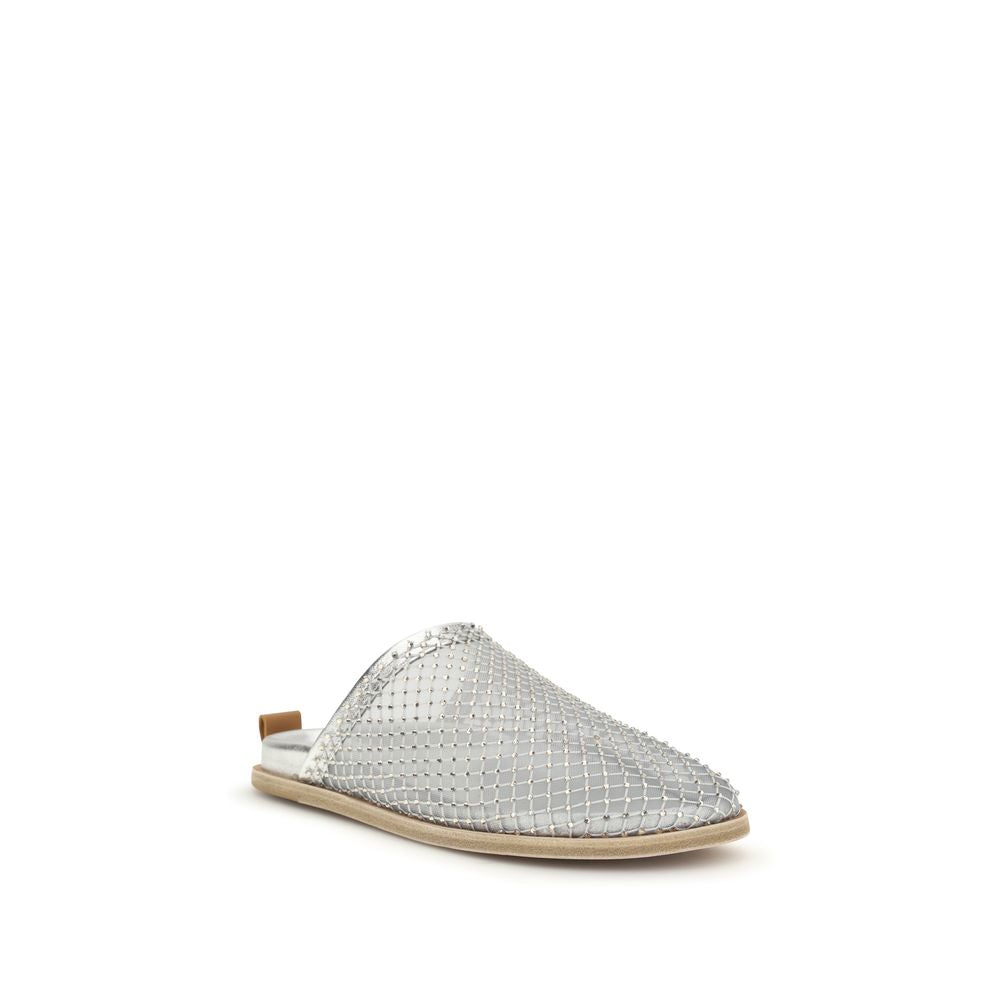 Silver Calf Leather Bos Taurus Mules