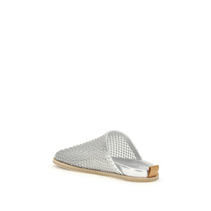 Silver Calf Leather Bos Taurus Mules