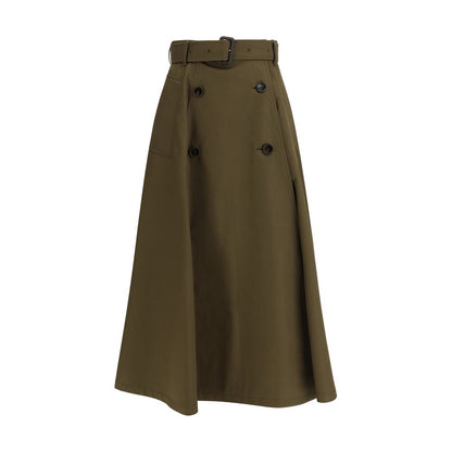 Bicolor Cotton Midi Skirt