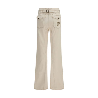 Beige Cotton Bootcut Jeans