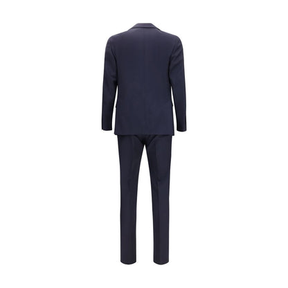 Blue Fleece Wool Two-Piece Suit