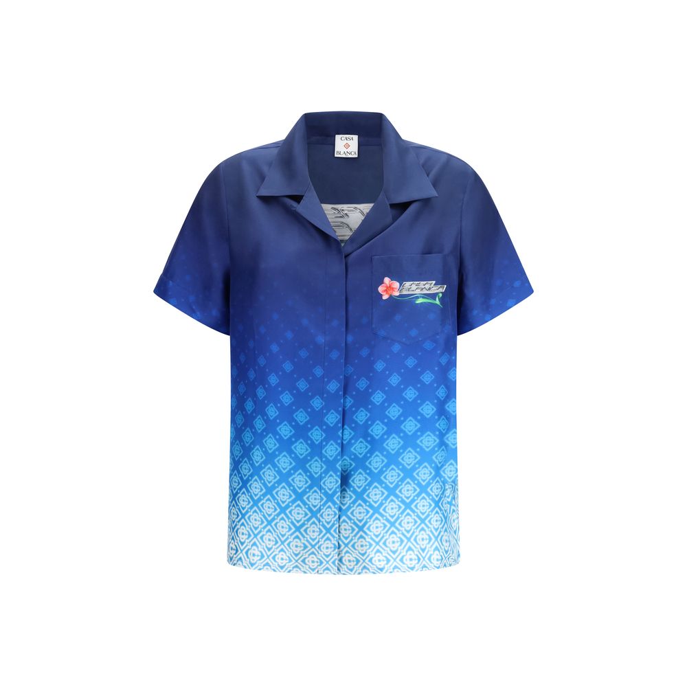 Blue Silk Polo Shirt