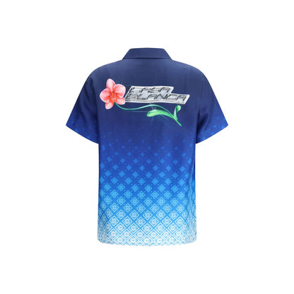 Blue Silk Polo Shirt