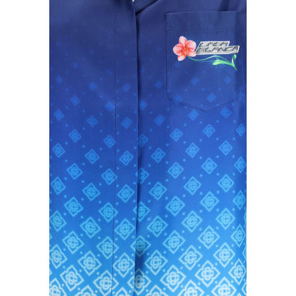 Blue Silk Polo Shirt