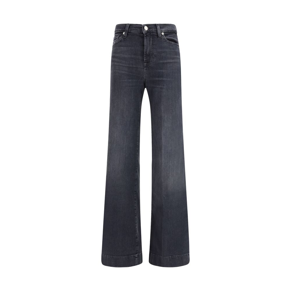 Black Cotton Flared Jeans