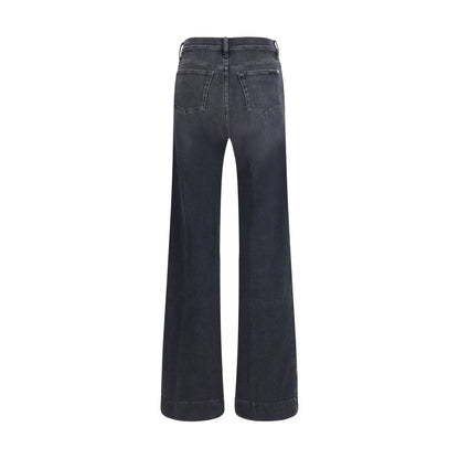 Black Cotton Flared Jeans