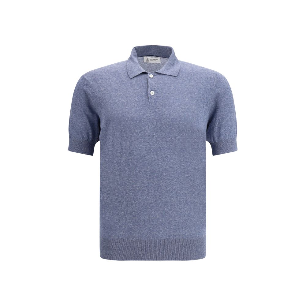 Blue Linen Polo Shirt