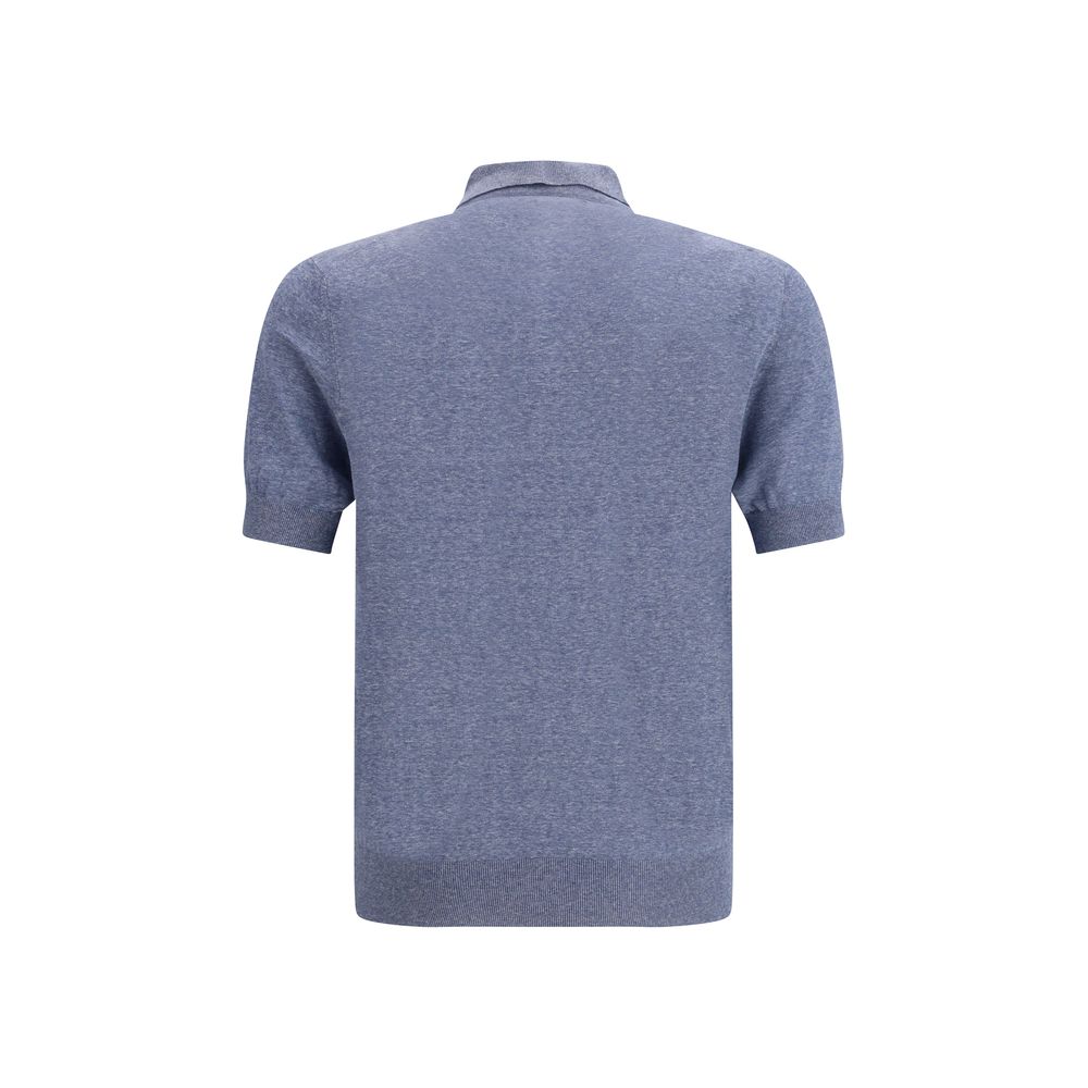Blue Linen Polo Shirt