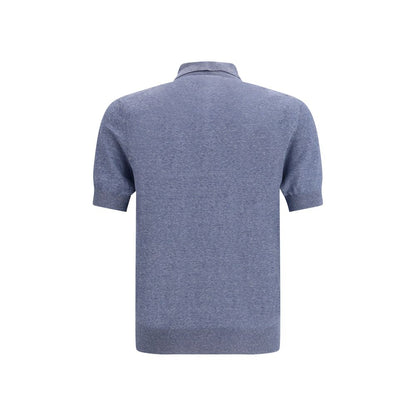 Blue Linen Polo Shirt