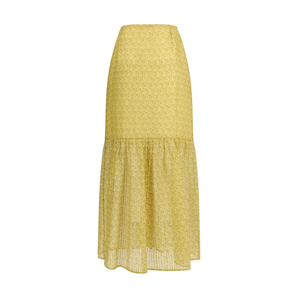 Bicolor Silk Long Skirt