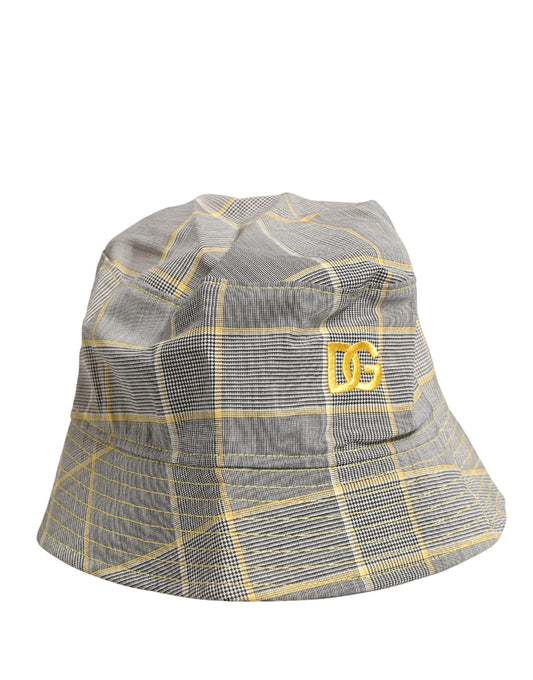 Men Gray Checkered Bucket Fisherman Capello Hat