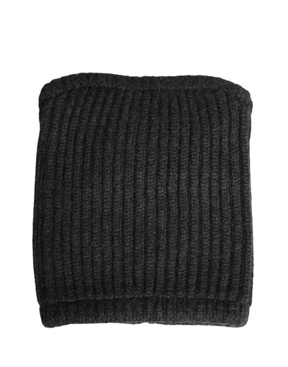 Black Cashmere Knitted Men Winter Neck Warmer Hat