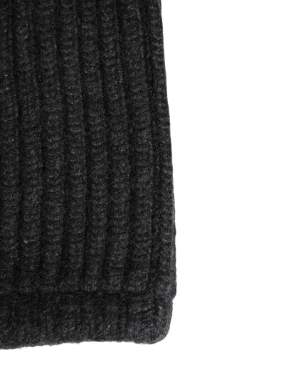 Black Cashmere Knitted Men Winter Neck Warmer Hat