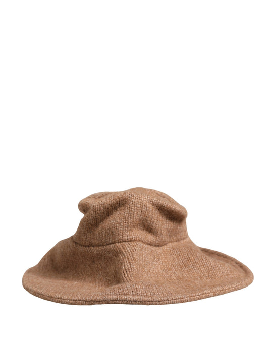 Brown Llama Wool Women Knitted Capello Hat
