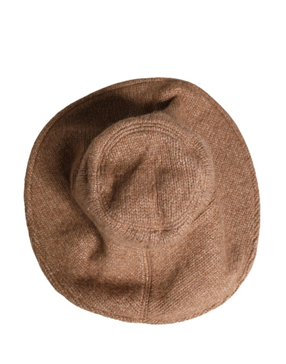 Brown Llama Wool Women Knitted Capello Hat