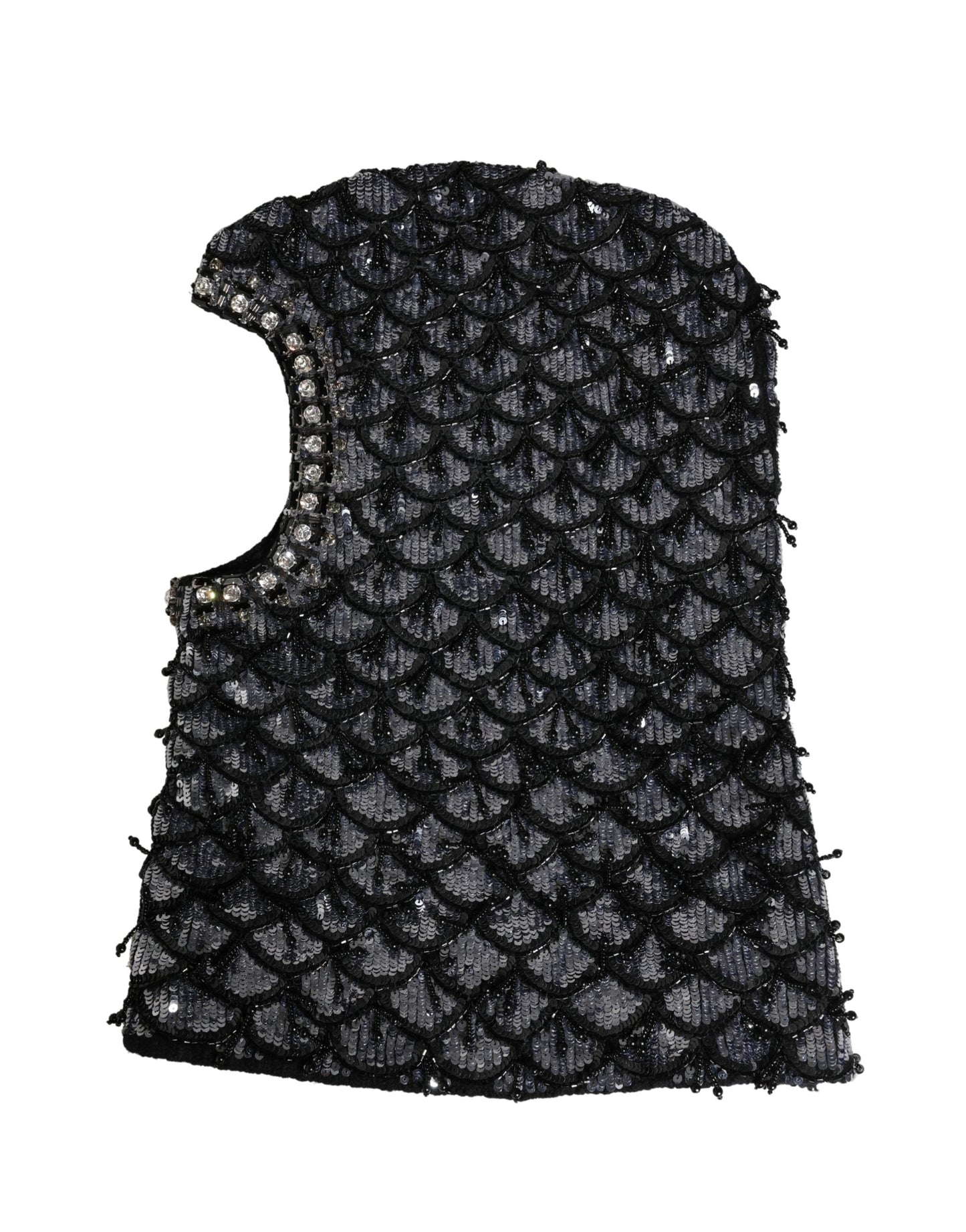 Black Wool Crystal Embellished Balaclava Hat