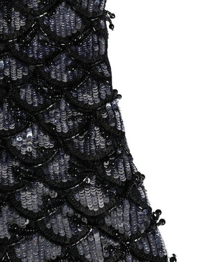 Black Wool Crystal Embellished Balaclava Hat