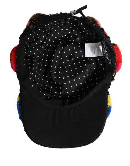 Multicolor Pom Poms Sequin Embellishment Hat