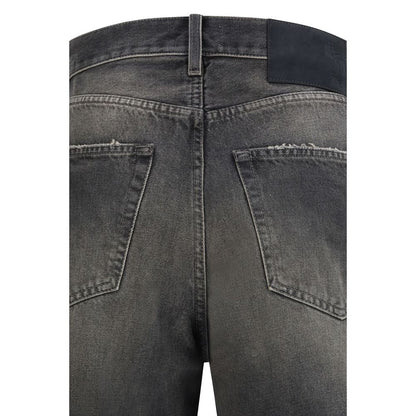 Black Cotton Relaxed Fit Jeans