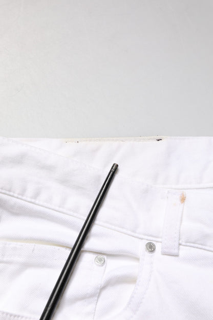 White Straight Mid Waist Denim Trouser Jeans