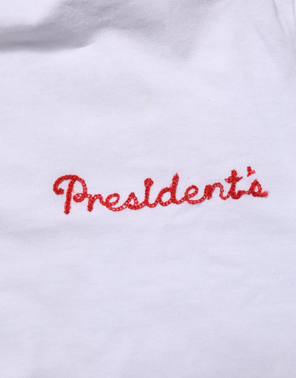 White Logo Embroidery Cotton Men Crew Neck T-shirt