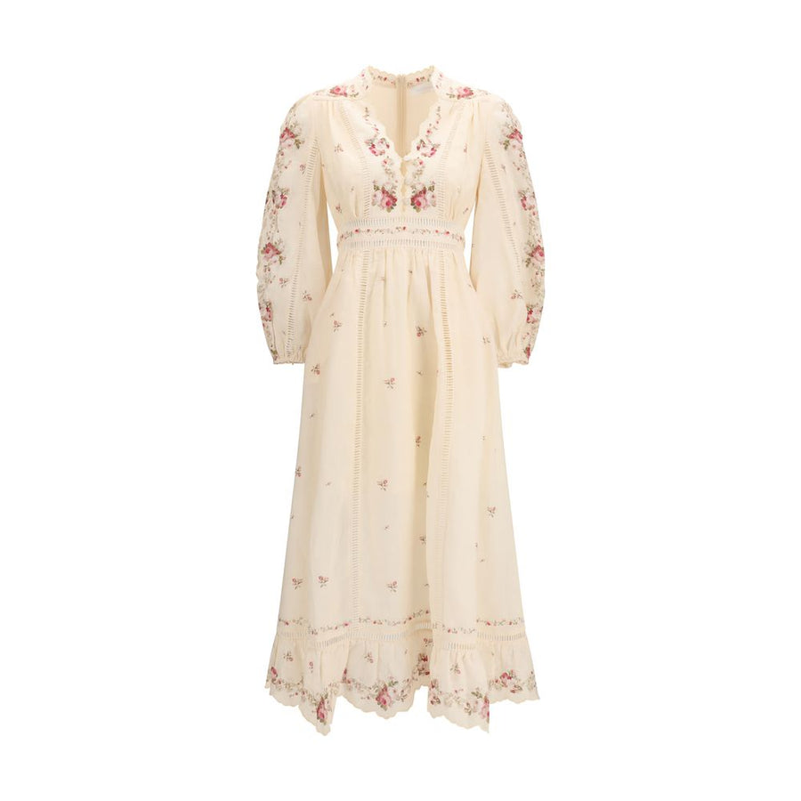 Beige Linen Casual Dress