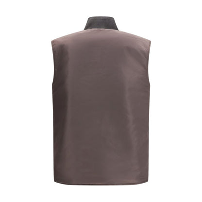Brown Polyamide Sleeveless Jacket