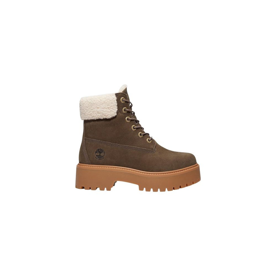 Brown Recycled Leather Lace-Up Boots