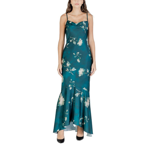Bicolor Polyester Long Dress
