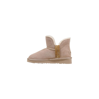 Beige Leather Ankle Boots