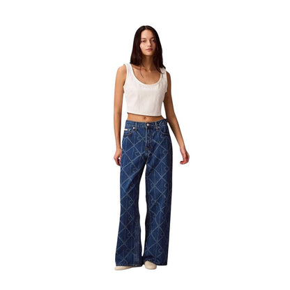 Blue Cotton Boyfriend Jeans