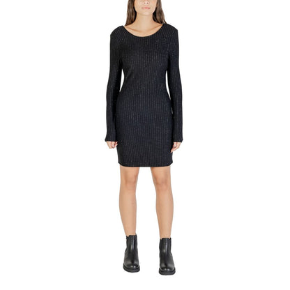 Black Polyester Short Dress