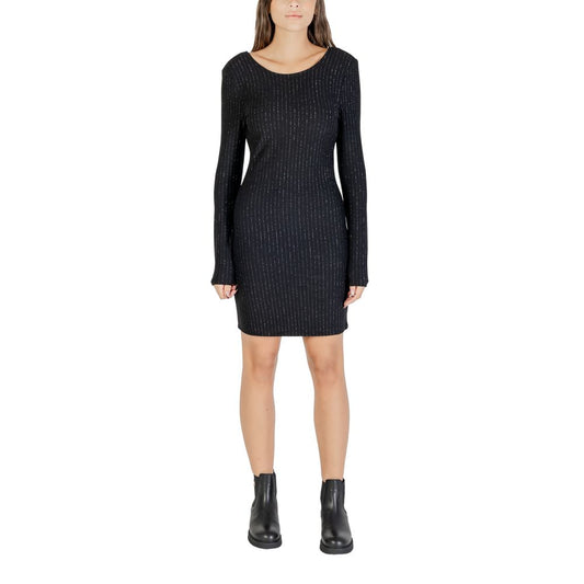 Black Polyester Short Dress