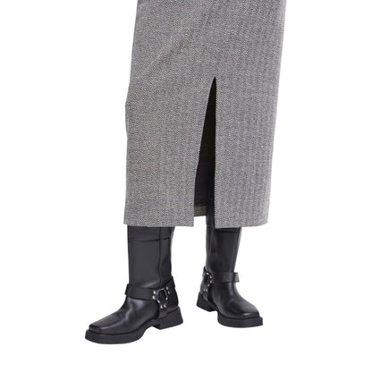 Black And White Polyester Long Skirt