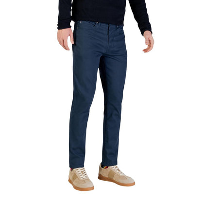 Blue Cotton Skinny Pants