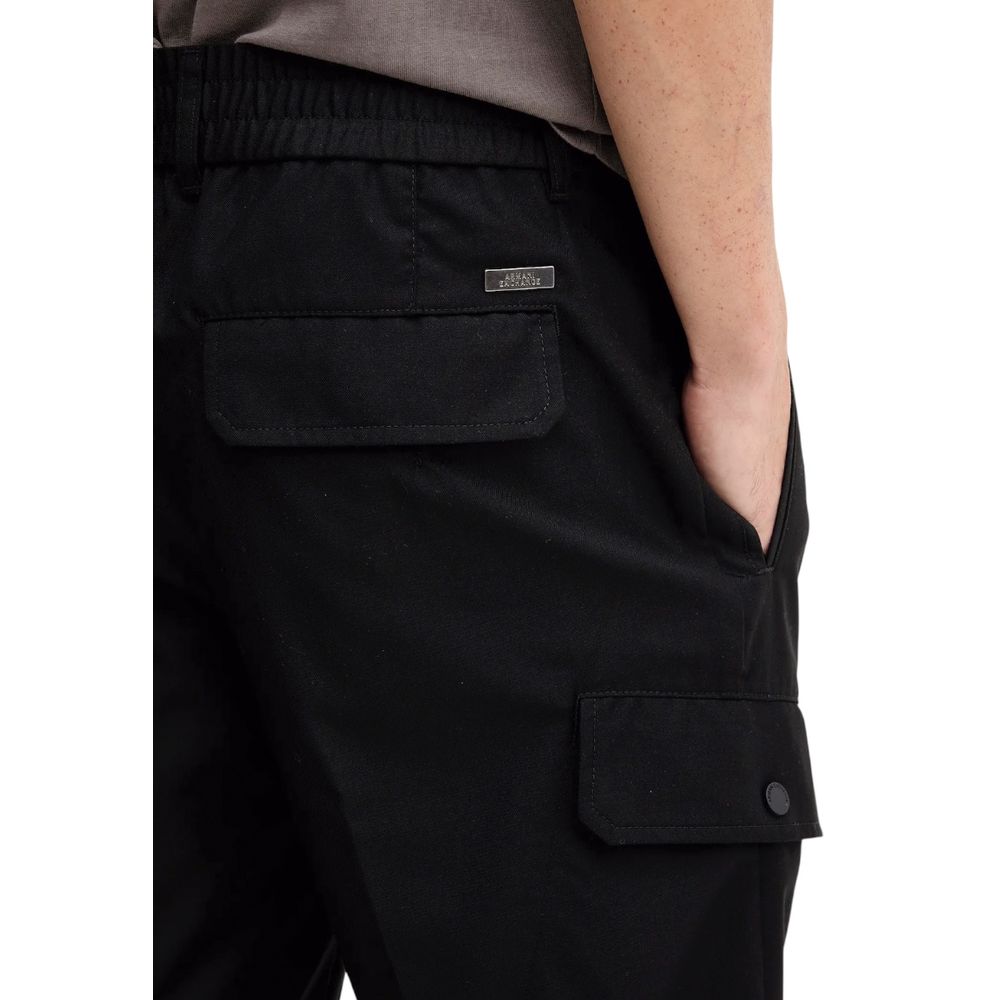 Black Polyester Casual Pants