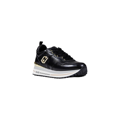 Black Artificial Leather Platform Sneakers