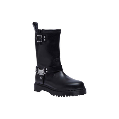 Black Leather Lace-Up Boots