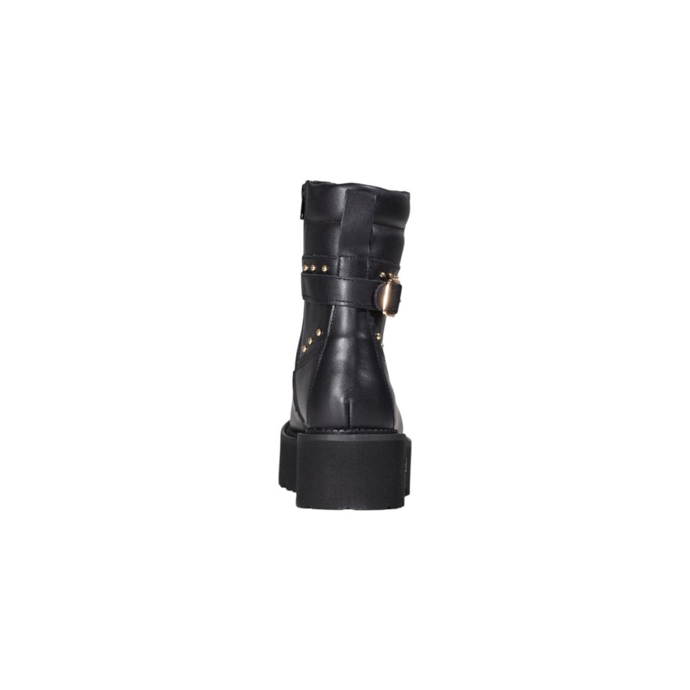 Black Leather Lace-Up Boots