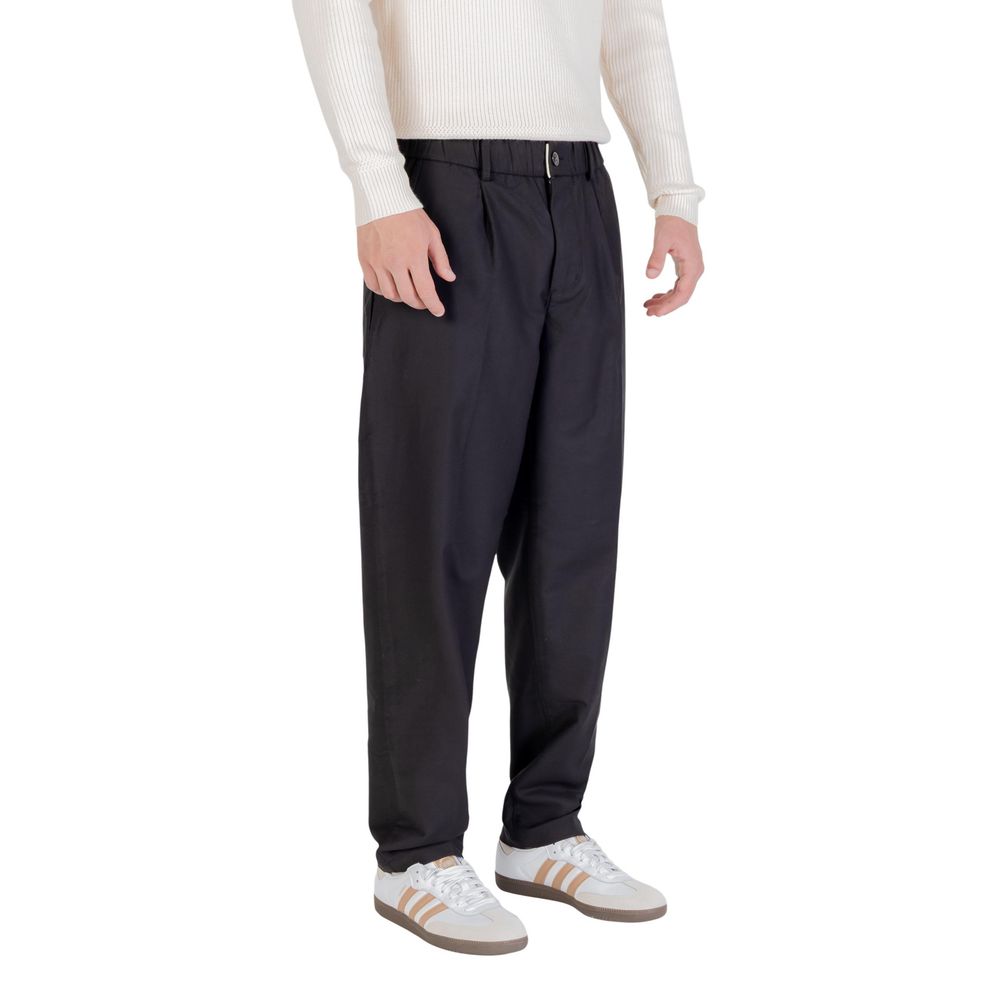 Black Cotton Casual Pants