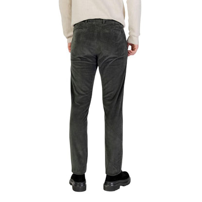 Green Cotton Casual Pants