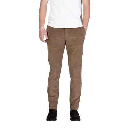 Brown Cotton Casual Pants