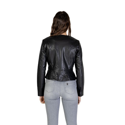 Black Polyester Leather Jacket
